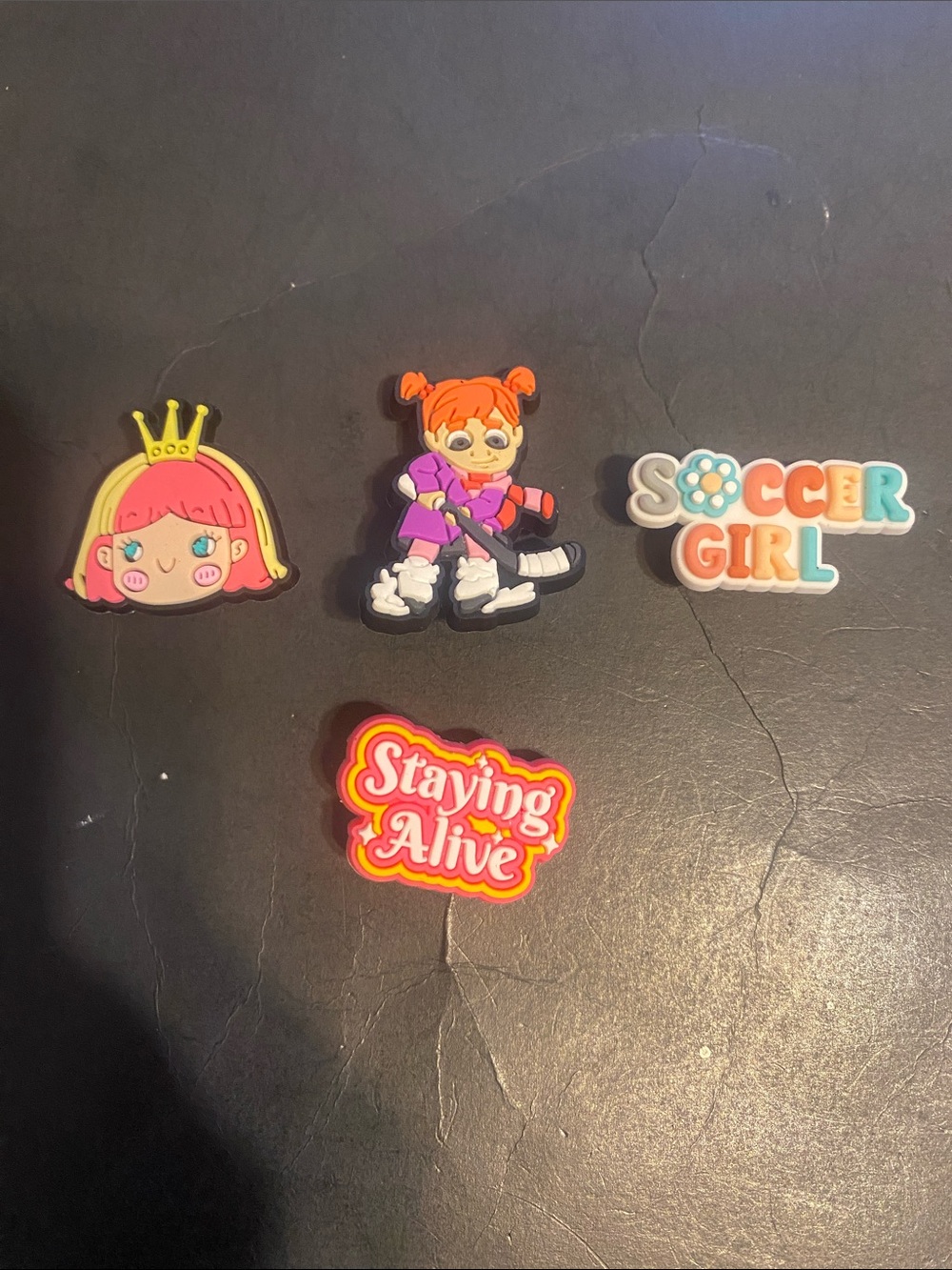 Kids' Pink Princess & Sports Rubber Shoe Charms - Set of 4